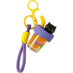 I-total Keychain Bubble Tea XL3076 Black Cat