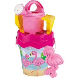 Androni Flamingo Sand Bucket Set 17cm bucket, sieve, shovel and rake, 1 sand mold, watering can 0.5l
