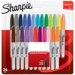 Sharpie Fine felt-tip permanent markers, round tip, 24-pack blister