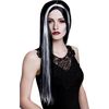 Fasnacht Wig Aurora black with two white strands