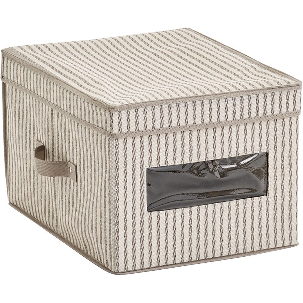 Zeller Present Box Vlies mit Deckel Stripes beige 30x39.5x25cm - kaufen bei