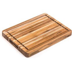 Teak Haus Tavola da taglio e servizio in teak m. Scanalatura del succo, 40,5x30,5x3,8